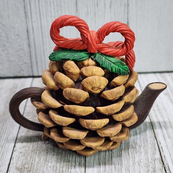 Vintage Khien Miniature Pinecones Ceramic Pitcher Christmas Holiday Collectible - Picture 3 of 10